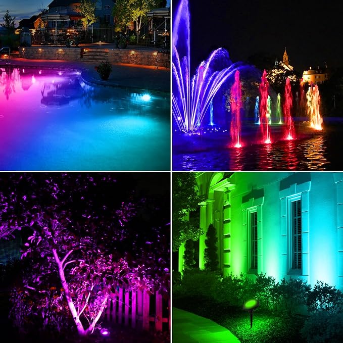 T-SUN Pond Lights LED Underwater 16M Colors with App and Remote 4 Pack | IP68 Waterproof,Dimmable,Timer,Color Changing Fountain Lights led Underwater Pond Lights for Outdoor Pond Koi Aquarium Garden