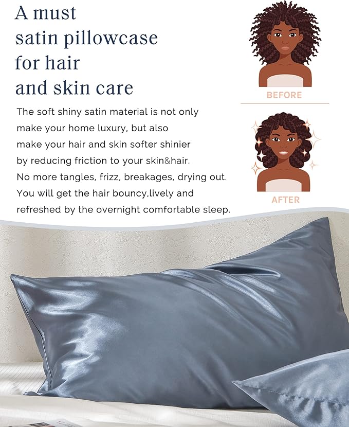 Yanibest Satin Pillowcase, King Size Pillow Cases Set of 2 - Silk Pillow Cases for Hair and Skin with Zipper, Silk Pillow Cases King for 20"x40", Exquisite Packaging for Women Men