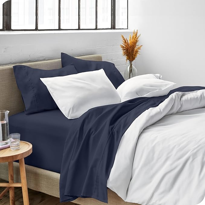 Bare Home Split King Sheet Set - 1800 Ultra-Soft Microfiber Bed Sheets - Double Brushed - Deep Pockets - Easy Fit - 5 Piece Set - Bedding Sheets & Pillowcases (Split King, Midnight Blue)