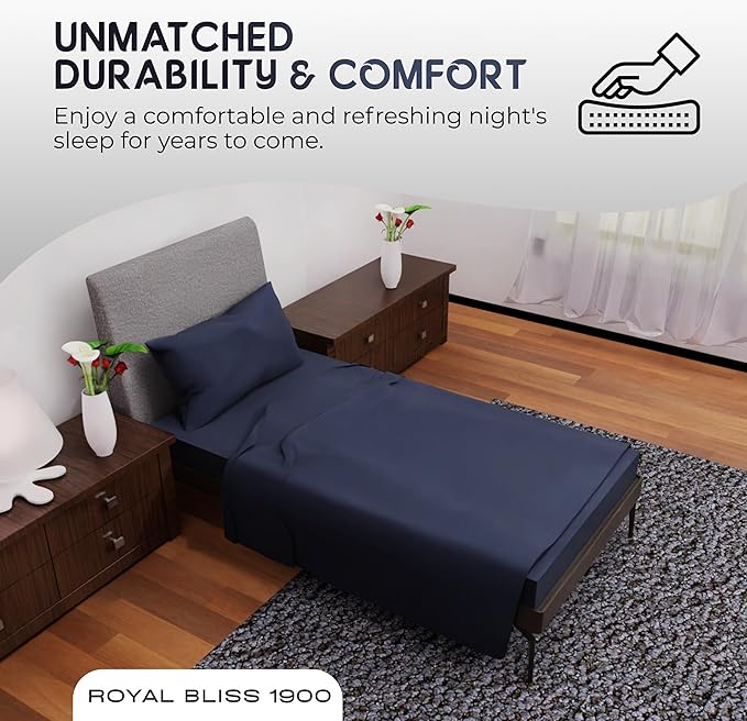 Twin XL Sheets - 3 Pcs Double Brushed Microfiber Cooling Set, Deep Pocket - Navy Blue
