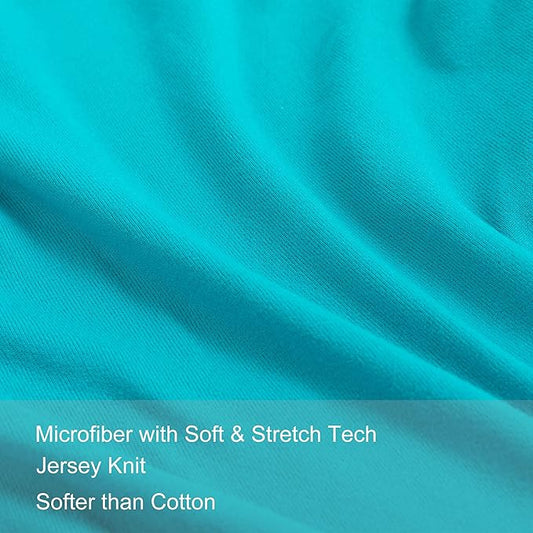 2-Pack Stretch Pillow Cases - Jersey Knit & Envelope Closure Pillowcases with Ultra Soft T-Shirt Like Polyester Blend - Suitable for Queen or Standard Size Set of 2, Turquoise