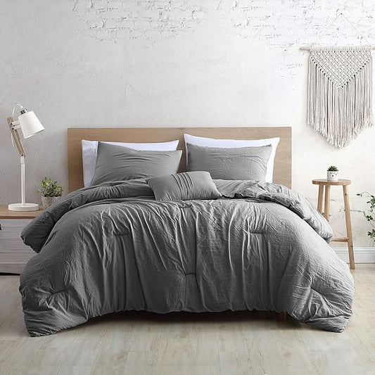 Modern Threads 4-Piece Garment-Washed Comforter Set Beck Grey King