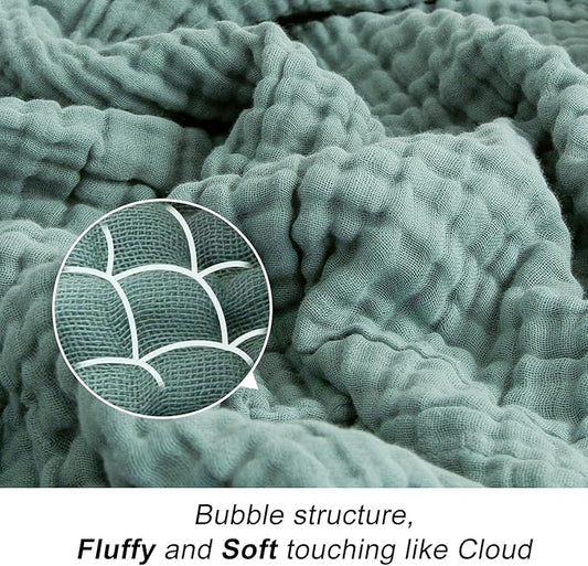 EMME Cotton Blanket Twin XL for Bed Soft Muslin Blankets 66"x90" Lightweight Breathable Layering Bedspread Coverlet All Season Gauze, Teal