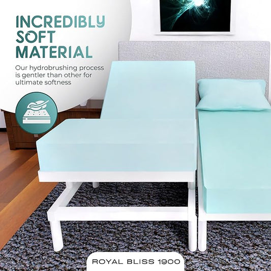 Split Queen Sheets - 5 Pcs Set for Adjustable Bed - Soft, Wrinkle-Resistant (Aqua)