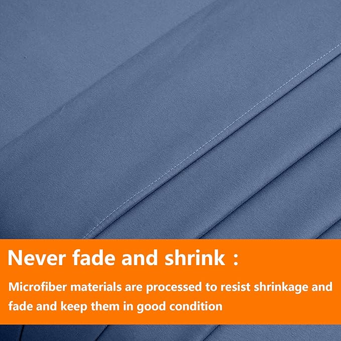 TAIMIT Slate Blue King Comforter Set - 7 Pieces, Bed in a Bag Bedding Sets with All Season Soft Quilted Warm Fluffy Comforter,Flat Sheet,Fitted Sheet,2 Pillow Shams,2 Pillowcases