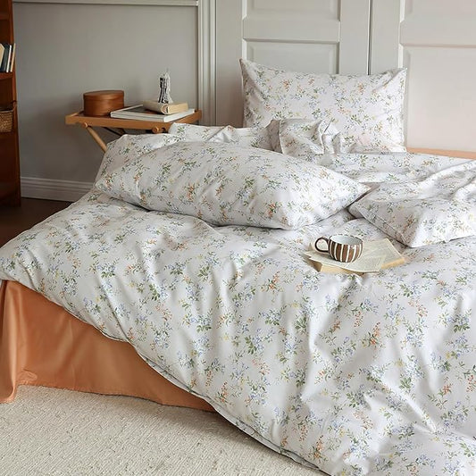 HighBuy 3 Piece Flowers Comforter Set Full Size French Style with Blue Floral Botanical All Season Bedding Comforter Cottagecore Cozy Comforter Set with 2 Pillowcases,Lightweight Soft