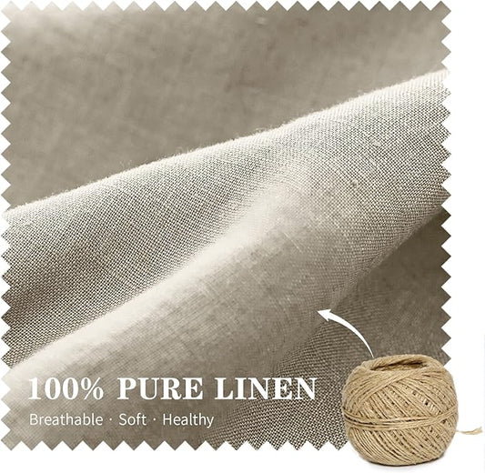 Simple&Opulence 100% Linen Lumbar Pillow Cover 12 x 20 Inches Set of 2 Rectangular Decorative Throw Cushion Cover for Couch Sofa Bed Living Room Office Soft Breathable Farmhouse - Linen