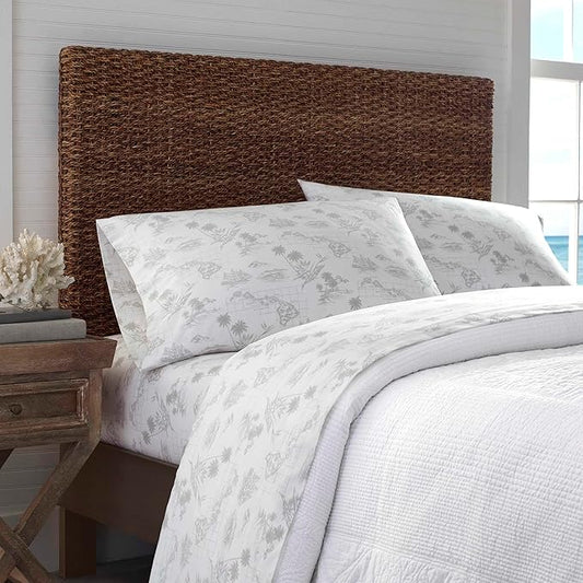 Tommy Bahama - Queen Size Sheets Set, Crisp & Tailored Cooling Sheets with a Smooth Cotton Percale Lightweight Feel - Bed Sheets with Matching Pillowcases & Fitted Sheet (Vintage Map Grey)