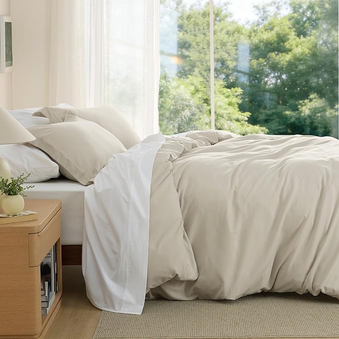 Bedsure Duvet Cover Oversized Queen Size - Soft Double Brushed Bedding Set for Kids & Adults, Zipper Closure, 3 Pieces, Includes 1 Duvet Cover (98"x98") & 2 Pillow Shams, NO Comforter, Linen