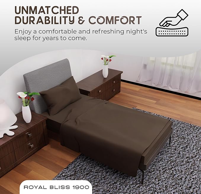 Twin XL Sheets Set - 3 Piece Bedding - Wrinkle Free, Fade Resistant, Double Brushed Microfiber - Deep Pockets/Easy Fit - 1800 Series Ultrasoft, Cooling Sheets (Chocolate)