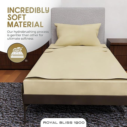 Twin Size Sheet Set - 3Pcs, Deep Pockets, Cooling, Soft & Lightweight, All-Season Comfort - Tan