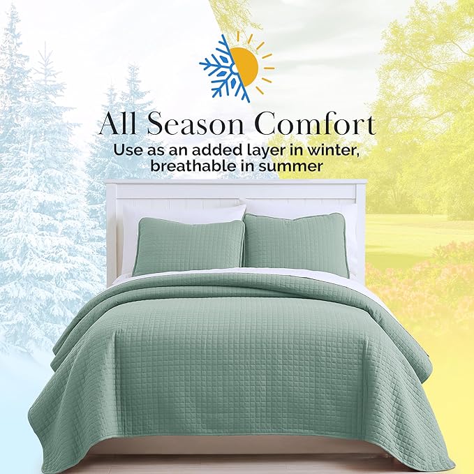 Southshore Fine Living, Inc. Oversized King Quilt Bedding Set, Soft Microfiber, Stain and Pet Hair Resistant Bedding, California/King Size Quilt Coverlet Bedspread Set with 2 Shams, Steel Blue (Teal)