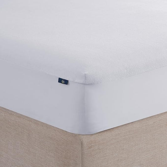 Serta Soft Top Mattress Cover, 60" x 80" Odor-Preventing and Stain-Resistant Waterproof Mattress Protector, 18" Elastic Deep Pocket for Secure Fit, Queen Mattress Pad, White