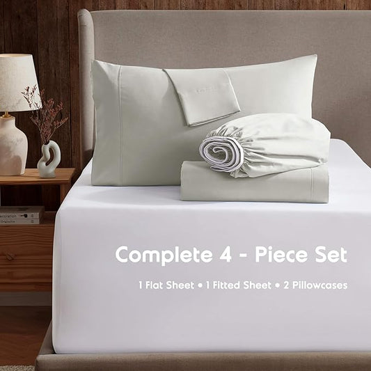 Nestl Full Sheet Set - Luxury 1800 Ultra-Soft Microfiber Full Bed Sheets - Double Brushed - Deep Pockets - Easy Fit - 4 Piece Set - Bedding Sheets & Pillowcases (Full, Off White)