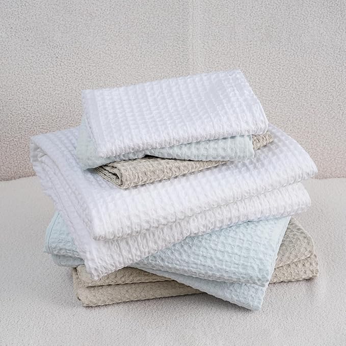 PHF Waffle Weave Duvet Cover Set King Size, 3 Piece Ultra Soft Breathable Durable Comforter Cover for All Season, Waffle Textured Duvet Set with 2 Pillow Shams Bedding Collection, 104"x90",Ice Blue