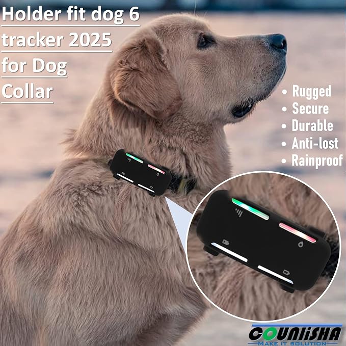 Silicone Holder Compatible for Tractive Dog 6 GPS Tracker 2025,Black | Durable Rubber Cover,Secure case with strap necklace for tractive smart dog finder tag for pet collar,2 packs