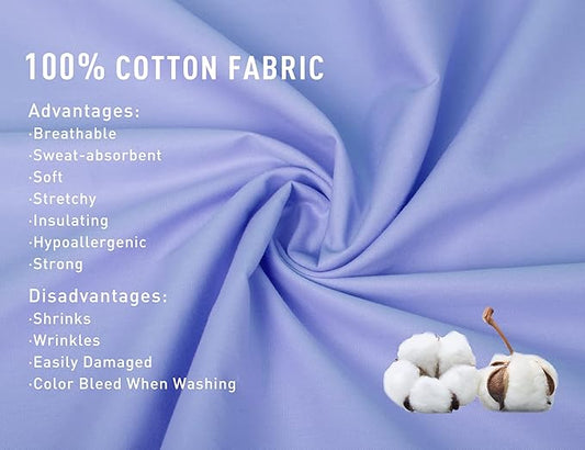 Sunflower Body Pillowcase 100% Cotton Long Pillow Cover/Case Envelope Closure 1 Pack, 20ร54 inches Purplish Blue, Soft and Breathable