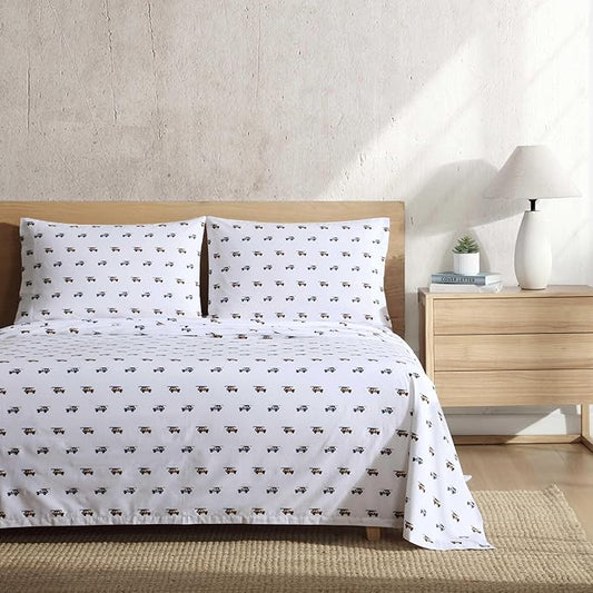 Eddie Bauer - King Sheet Set, Breathable Cotton Percale Bedding Set with Matching Sham(s), Crisp & Cool Bedding Essentials, Oeko-Tex Certified (Out to The Beach Orange, King)