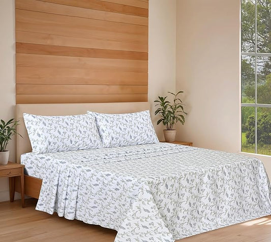 RUVANTI 100% Organic Cotton Sheets Twin Size, Percale Weave, GOTS Certified, 3-Piece Set, Deep Pocket 15", Crisp & Breathable, Soft Durable Bedding, Sábanas Algodón Orgánico – Vine Yard