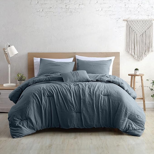 Modern Threads 4-Piece Garment-Washed Comforter Set Beck Denim King