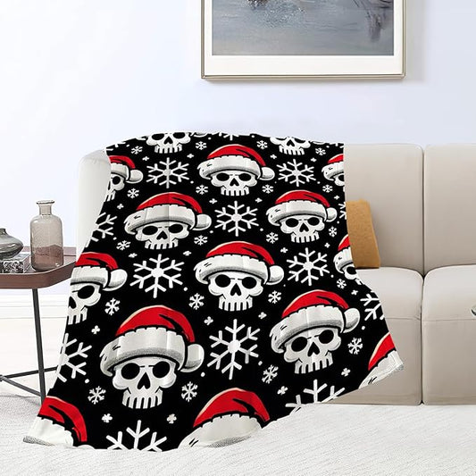 Gothic Christmas Skull Blanket Super Soft Warm Fluffy Fleece Flannel Throw Blanket Cozy Fuzzy Plush Stuff Bedding Blankets Gifts for Women Kids Boys Girls Adults 50"X40"