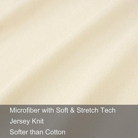 2-Pack Stretch Pillow Cases - Jersey Knit & Ultra Soft Envelope Closure Pillowcases T-Shirt Like Microfiber Blend - Suitable for 20x36/20x40 King Size Set of 2, Beige