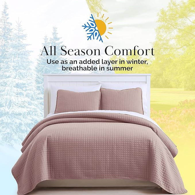 Southshore Fine Living, Inc. Oversized King Quilt Set, Lavender Quilt Bedspread King/California with 2 Matching Pillow Shams, Machine Washable Bedding, Soft & Cozy Coverlet, Lavender