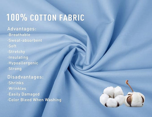 Sunflower Body Pillowcase 100% Cotton Long Pillow Cover/Case Envelope Closure 1 Pack, 20ร54 inches Placid Blue, Soft and Breathable