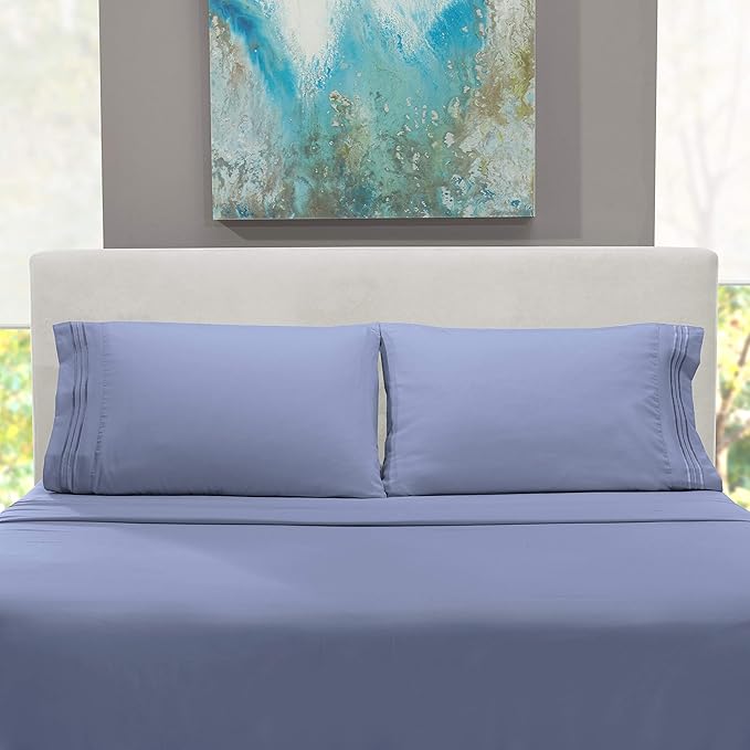 Nestl Full Sheet Set - Luxury 1800 Ultra-Soft Microfiber Full Bed Sheets - Double Brushed - Deep Pockets - Easy Fit - 4 Piece Set - Bedding Sheets & Pillowcases (Full, Stone Blue)
