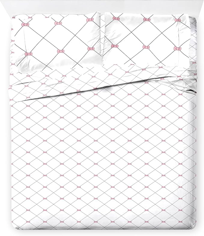 Jay Franco Comforter Set Includes Sheets and Pillow Covers - Soft and Cozy Bed Set for Stylish Room Decor, White - Hello Kity 7 Piece Queen Size Bedding
