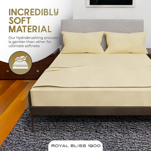 Queen Sheet Set - 4 Piece Double Brushed Queen Size Deep Pocket Bedding - Tan Cooling Sheets