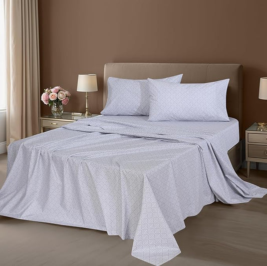 ZOYER 100% Cotton Sheets – King Size Percale Bedding, Cooling & Breathable, Durable with a Crisp, Soft & Comfortable Feel, 16" Deep Pocket, 4-Piece Set, Diamond Box