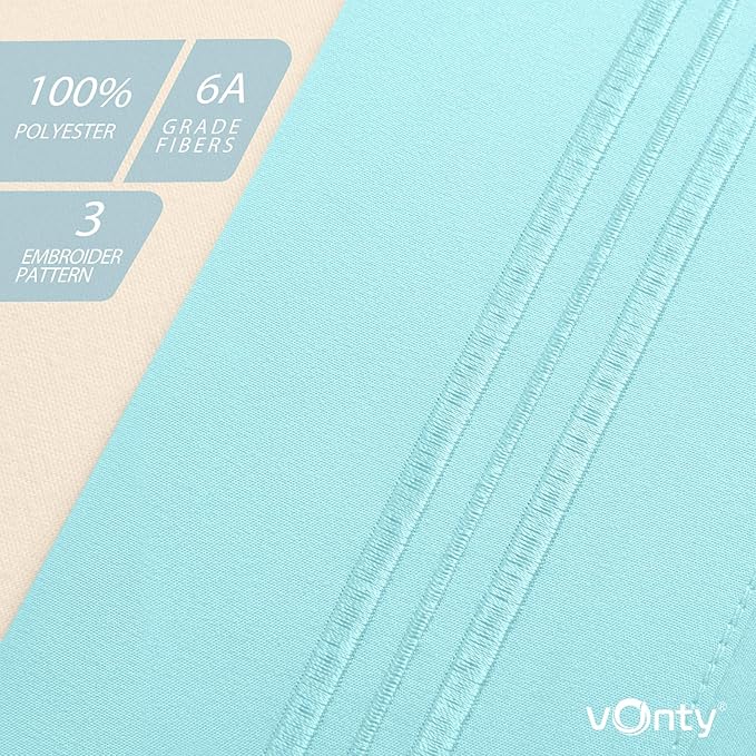 Vonty 2 Pack Standard Pillow Cases - 20x26 Inch, 1800 Thread Count Microfiber Pillowcases Standard Size Aqua Blue Pillow Cases Luxury & Soft Embroidered Bed Pillow Covers with Envelope Closure