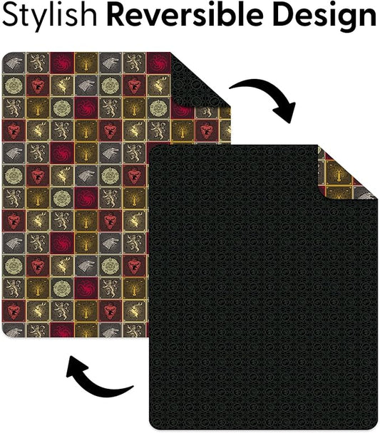 Northwest Warner Bros Game of Thrones Symbolic Sigils Quilted Throw Blanket, Fantasy House Emblems, Adults Boys Girls, Soft Lightweight Bedding for Bed, or Couch, 60 x 80 inches
