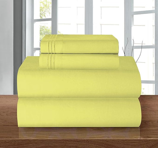Elegant Comfort Luxury 1500 Premium Hotel Quality Microfiber 4-Piece Sheet Set - Wrinkle Resistant, All Around Elastic Fitted Sheet, Deep Pocket up to 16", King, Pistachio Green