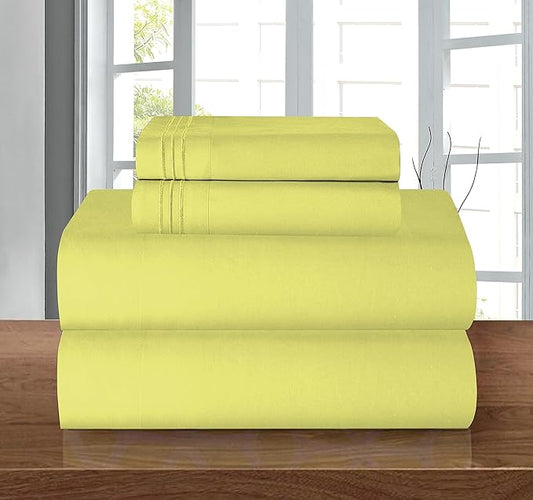 Elegant Comfort Luxury 1500 Premium Hotel Quality Microfiber 4-Piece Sheet Set - Wrinkle Resistant, All Around Elastic Fitted Sheet, Deep Pocket up to 16", Queen, Pistachio Green