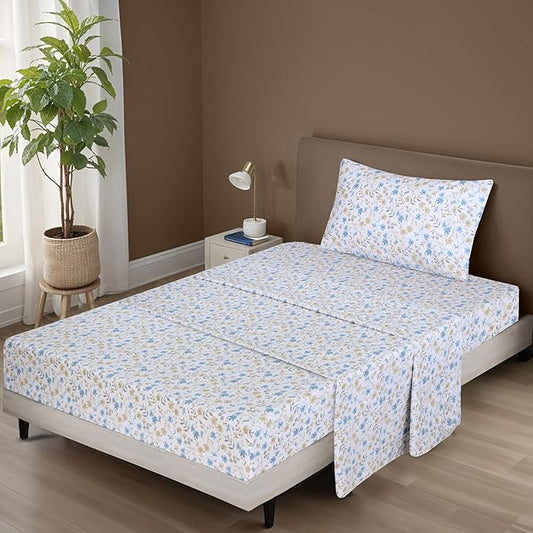 ZOYER 100% Cotton Sheets – Twin Size Percale Bedding, Cooling & Breathable, Durable with a Crisp, Soft & Comfortable Feel, 16" Deep Pocket, 3-Piece Set, Country Coast