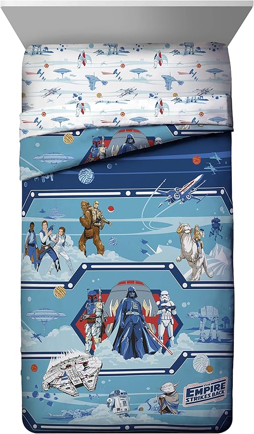 Jay Franco Star Wars Empire Strikes Back 4 Piece Full Bed Set - Includes Reversible Comforter & Sheet Set - Super Soft Fade Resistant Microfiber