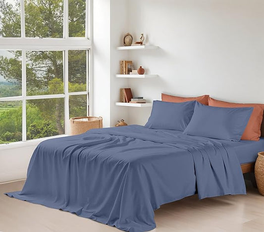 RUVANTI 100% Organic Cotton Sheets Twin Size, Percale Weave, GOTS Certified, 3-Piece Set, Deep Pocket 15", Crisp & Breathable, Soft Durable Bedding, Sábanas Algodón Orgánico – Wild Wind