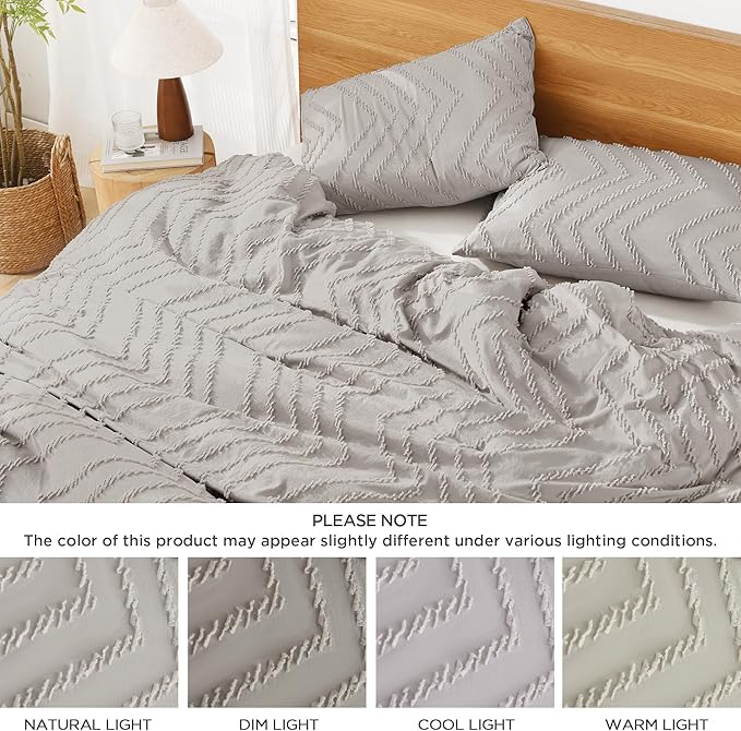 Litanika Linen King Comforter Set, 3 Pieces Lightweight Gray Tufted Bedding Sets, Down Alternative Comforter Fluffy Bed Set Gift Choice