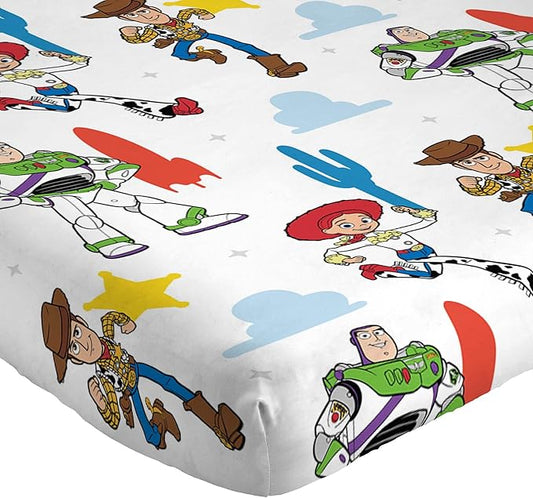 Jay Franco Kids Sheet Set with Fitted, Flat Sheets & Pillow Cover - Ultra-Soft Bedding with Pillowcase for Room Decor, White - Toy Story, 4 Piece Full