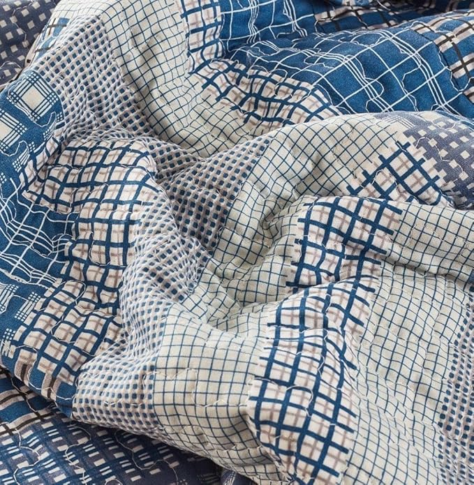 Virah Bella 2 Piece Full/Queen Lodge Quilt Bedding Set - Rustic Country Reversible Comforter Set with Decorative Pillow Shams - Montana Cabin: Blue/Gray