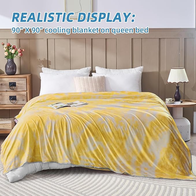 inhand Cooling Blanket Queen Size (90"x90"), Cooling Blankets for Hot Sleepers, Absorbs Heat to Keep Adults Cool for Summer Nights Sweats, Thin Cold Lightweight Blanket for Couch Bed, All Season Use