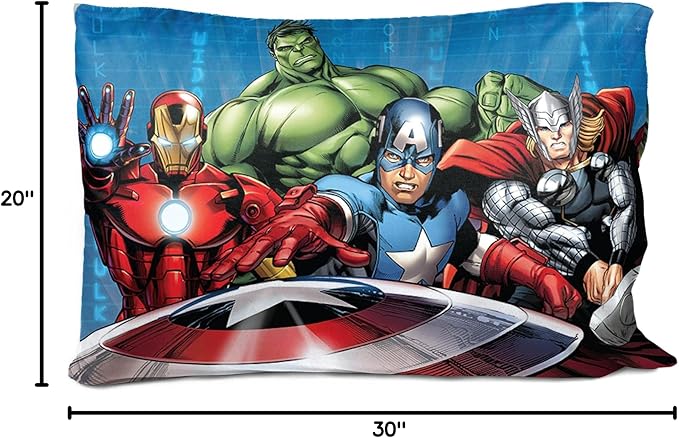 Jay Franco Marvel Avengers Halo 2 Pack Pillowcase - Double-Sided Kids Super Soft Bedding Features Captain America, Hulk, Iron Man, & Spiderman