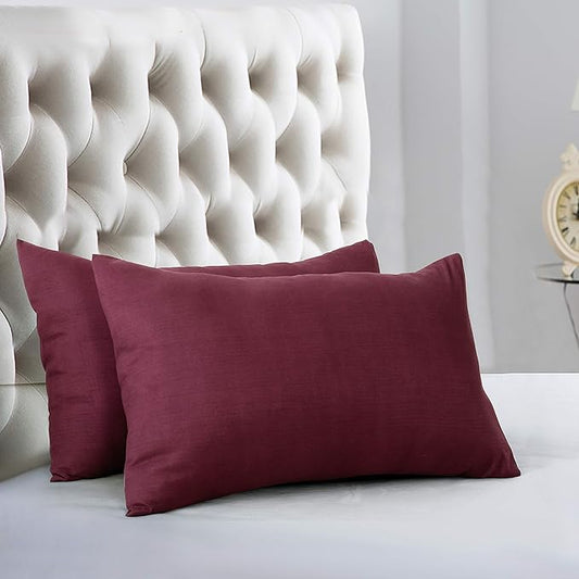 Evolive Ultra Soft Brushed Microfiber King Size 20"x40" Pillowcases Pair with Envelope Clousure Set of 2 (20"x40" King, Wine)