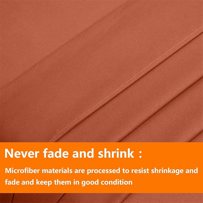 TAIMIT Burnt Orange Twin Size Comforter Set - 5 Pieces, Bed in a Bag Bedding Sets with All Season Soft Quilted Warm Fluffy Reversible Comforter,Flat Sheet,Fitted Sheet,1 Pillow Shams,1 Pillowcases