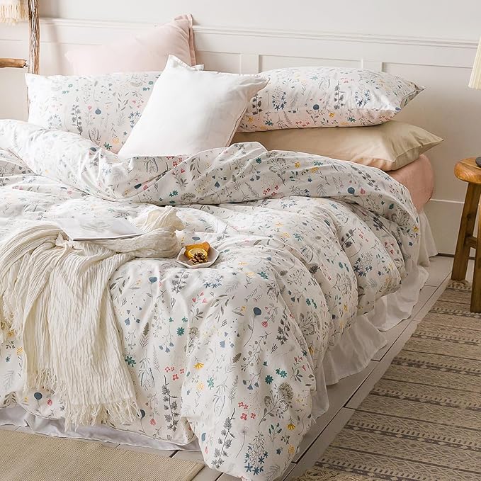 HighBuy Vintage Style Twin XL Comforter Set Vibrant Floral Comforter Set Twin XL Soft for Kids Girl Cute Cottagecore Botanical Flower Bedding Comforter Fluffy Bedding Sets 3 Piece Comforter Set