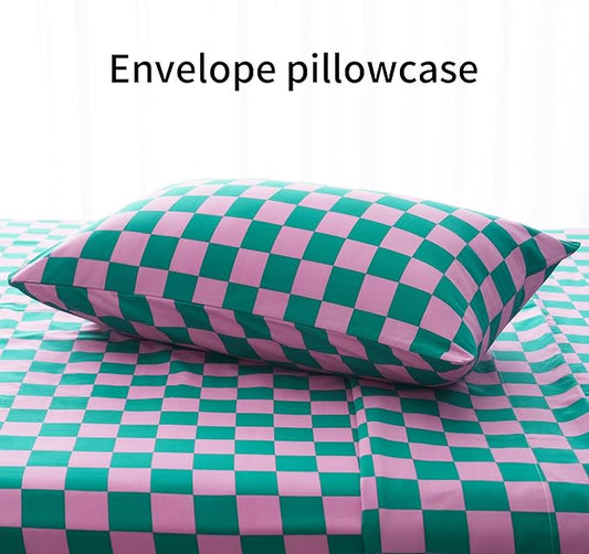 Best Season Bed Sheet Set 4 Piece -Full Size-Soft Durable Microfiber Bedding Sheet Set,Deep Pocket,Stain,Fade & Wrinkle Resistant (Plaid Pink&Green)