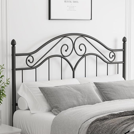 Headboard for Full Size Bed Frame Vintage Platform Bed Metal Headboard Only | Height Adjustable,Sturdy and Stable,Easy Assembly,Black
