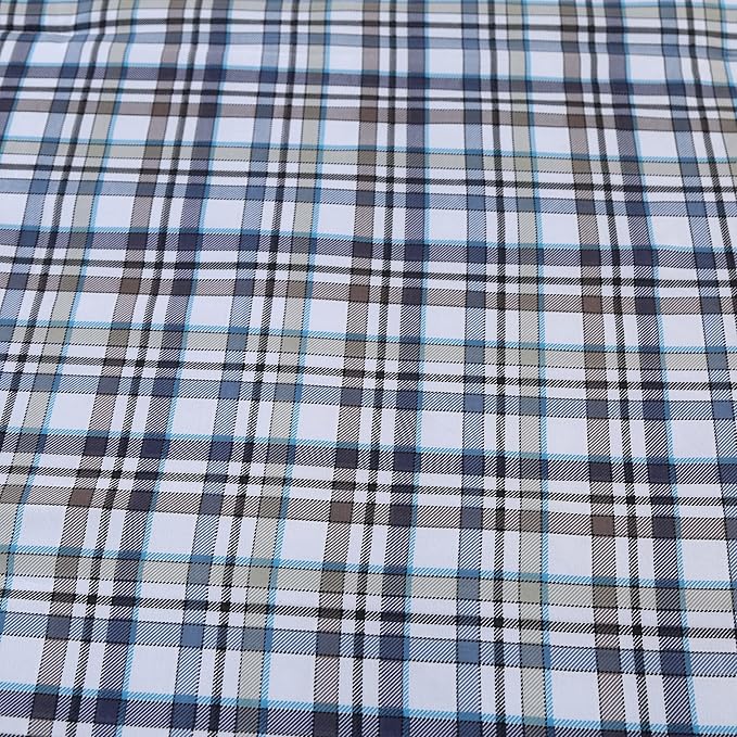 SDIII 3PCS Blue Gingham Queen Comforter Set 100% Washed Microfiber Lightweight Soft Blue Gingham Bedding Queen Farmhouse Shabby Chic Checkered